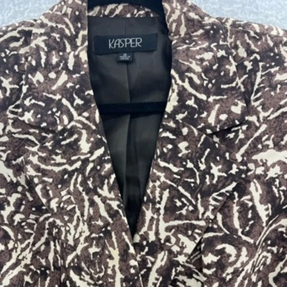 Kasper Silk Blazer Abstract Print Career Jacket Business Casual Size - Picture 3 of 9